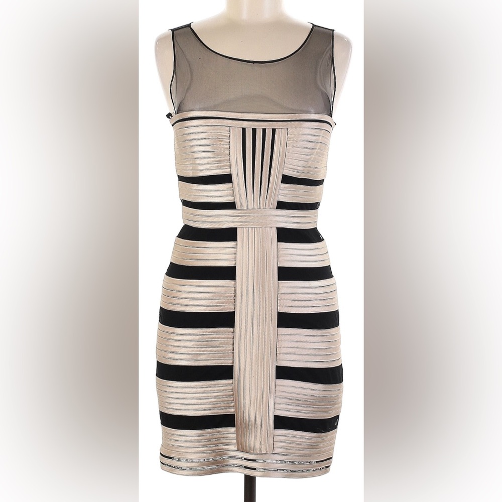 BCBG Cocktail Bandage Dress Blush Black - Size 4